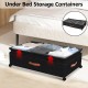 Height Adjustable Under Bed Storage Containers with Wheels Visible Cover Rolling Trolley Box Organizer for Shoes, Clothes, Blankets Black
