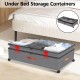 Height Adjustable Under Bed Storage Containers with Wheels Visible Cover Rolling Trolley Box Organizer for Shoes, Clothes, Blankets