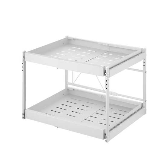2-Tier Adjustable Under Sink Pull-Out Organizer Sliding Metal Storage Drawer Rack for Kitchen Bathroom Cabinet 2-Tier Adjustable Under Sink Pull-Out Organizer Sliding Metal Storage Drawer Rack for Kitchen Bathroom Cabinet