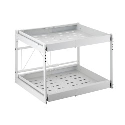 2-Tier Adjustable Under Sink Pull-Out Organizer  Sliding Metal Storage Drawer Rack for Kitchen Bathroom Cabinet 2-Tier Adjustable Under Sink Pull-Out Organizer  Sliding Metal Storage Drawer Rack for Kitchen Bathroom Cabinet