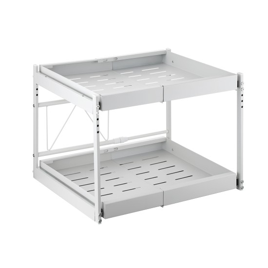 2-Tier Adjustable Under Sink Pull-Out Organizer Sliding Metal Storage Drawer Rack for Kitchen Bathroom Cabinet 2-Tier Adjustable Under Sink Pull-Out Organizer Sliding Metal Storage Drawer Rack for Kitchen Bathroom Cabinet