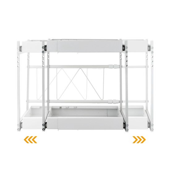 2-Tier Adjustable Under Sink Pull-Out Organizer Sliding Metal Storage Drawer Rack for Kitchen Bathroom Cabinet 2-Tier Adjustable Under Sink Pull-Out Organizer Sliding Metal Storage Drawer Rack for Kitchen Bathroom Cabinet