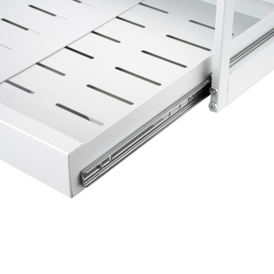 2-Tier Adjustable Under Sink Pull-Out Organizer Sliding Metal Storage Drawer Rack for Kitchen Bathroom Cabinet 2-Tier Adjustable Under Sink Pull-Out Organizer Sliding Metal Storage Drawer Rack for Kitchen Bathroom Cabinet