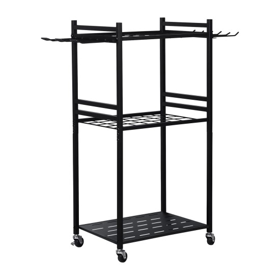 3 Tier Heavy Duty Garden Tool Organizer Rack with Wheels | Metal Rolling Storage Cart for Garage, Yard, Patio, Shed & Indoor/Outdoor Use 3 Tier Heavy Duty Garden Tool Organizer Rack with Wheels | Metal Rolling Storage Cart for Garage, Yard, Patio, Shed & Indoor/Outdoor Use