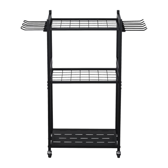 3 Tier Heavy Duty Garden Tool Organizer Rack with Wheels | Metal Rolling Storage Cart for Garage, Yard, Patio, Shed & Indoor/Outdoor Use 3 Tier Heavy Duty Garden Tool Organizer Rack with Wheels | Metal Rolling Storage Cart for Garage, Yard, Patio, Shed & Indoor/Outdoor Use