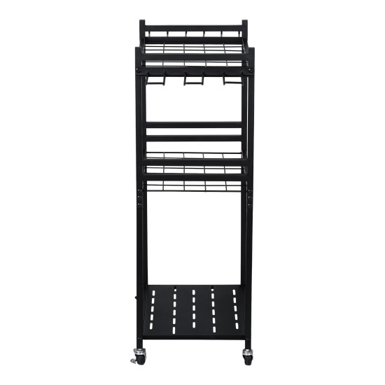 3 Tier Heavy Duty Garden Tool Organizer Rack with Wheels | Metal Rolling Storage Cart for Garage, Yard, Patio, Shed & Indoor/Outdoor Use 3 Tier Heavy Duty Garden Tool Organizer Rack with Wheels | Metal Rolling Storage Cart for Garage, Yard, Patio, Shed & Indoor/Outdoor Use