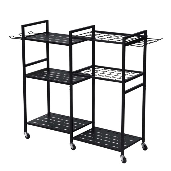 6 Tier Garden Tool Organizer with Wheels Heavy Duty Metal Garage Storage Rack for Yard & Shed 6 Tier Garden Tool Organizer with Wheels Heavy Duty Metal Garage Storage Rack for Yard & Shed