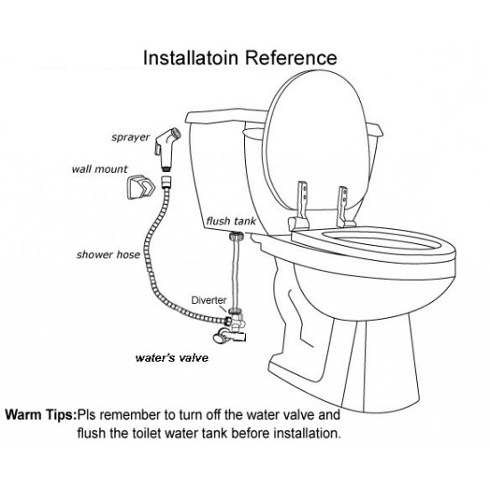 Round Chrome Toilet Bidet Spray Wash Kit with Diverter Tap Set 1.2m PVC Water Hose