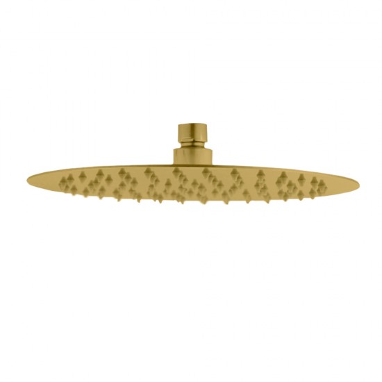 10 inch Super-slim Round Brushed Yellow Gold Rainfall Shower Head w 300mm Ceiling Mounted Shower Arm