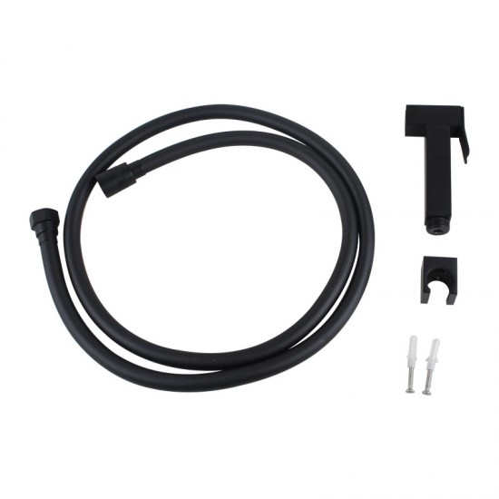 Brass Square Black Toilet Bidet Spray Diverter Wash Kit with 1.2m PVC Hose