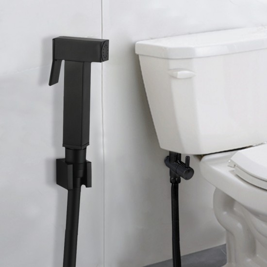 Brass Square Black Toilet Bidet Spray Diverter Wash Kit with 1.2m PVC Hose