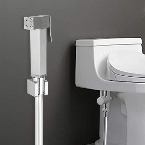Square Brass Brushed Nickel Toilet Bidet Spray Wash Kit Diverter Set with 1.2m PVC Hose Square Brass Brushed Nickel Toilet Bidet Spray Wash Kit Diverter Set with 1.2m PVC Hose