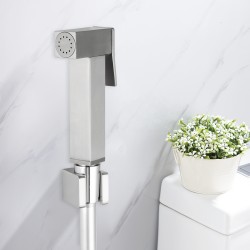 Square Brass Brushed Nickel Toilet Bidet Spray Kit with 1.2m PVC Hose Square Brass Brushed Nickel Toilet Bidet Spray Kit with 1.2m PVC Hose