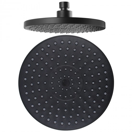 Round Matte Black Rainfall Shower Head with Ceiling Mounted Shower Arm