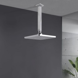 Square Chrome Rainfall Shower Head with Ceiling Mounted Shower Arm Square Chrome Rainfall Shower Head with Ceiling Mounted Shower Arm