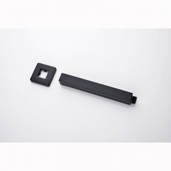 200mm Square Nero Black Ceiling Shower Arm