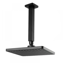 Square Matte Black 200mm ABS Shower Head with Ceiling Mounted Shower Arm Square Matte Black 200mm ABS Shower Head with Ceiling Mounted Shower Arm