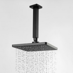 Square Matte Black 200mm ABS Shower Head with Ceiling Mounted Shower Arm Square Matte Black 200mm ABS Shower Head with Ceiling Mounted Shower Arm