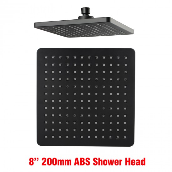 Square Matte Black Rainfall Shower Head with Ceiling Mounted Shower Arm