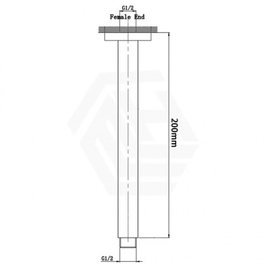 200mm Square Gunmetal Grey Ceiling Mounted Shower Arm