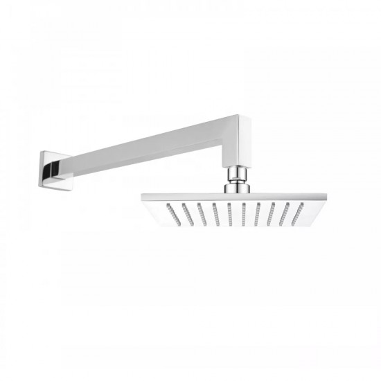 Square Chrome Rainfall Shower Head With Wall Mounted Shower Arm