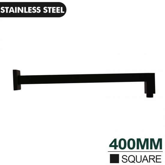 Square Matte Black 250mm Shower Head with Wall Mounted Shower Arm