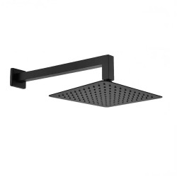 Square Matte Black 250mm Shower Head with Wall Mounted Shower Arm Square Matte Black 250mm Shower Head with Wall Mounted Shower Arm