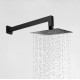 Square Matte Black 250mm Shower Head with Wall Mounted Shower Arm