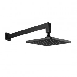 Square Matte Black 200mm ABS Shower Head with Wall Mounted Shower Arm Square Matte Black 200mm ABS Shower Head with Wall Mounted Shower Arm