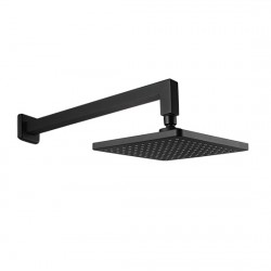 Square Matte Black 200mm ABS Shower Head with Wall Mounted Shower Arm Square Matte Black 200mm ABS Shower Head with Wall Mounted Shower Arm