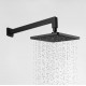 Square Matte Black 200mm ABS Shower Head with Wall Mounted Shower Arm