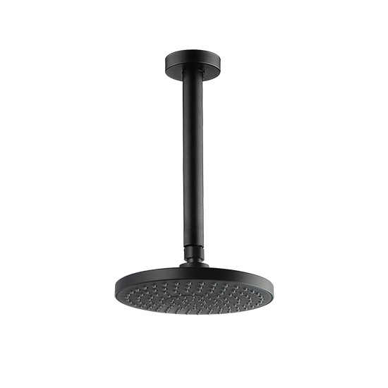 Round Matte Black Rainfall Shower Head with Ceiling Mounted Shower Arm