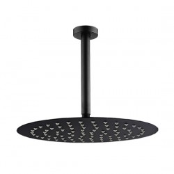 Round Matte Black 250mm Rainfall Shower Head with Ceiling Mounted Shower Arm Round Matte Black 250mm Rainfall Shower Head with Ceiling Mounted Shower Arm