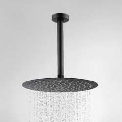 Round Matte Black 250mm Rainfall Shower Head with Ceiling Mounted Shower Arm Round Matte Black 250mm Rainfall Shower Head with Ceiling Mounted Shower Arm