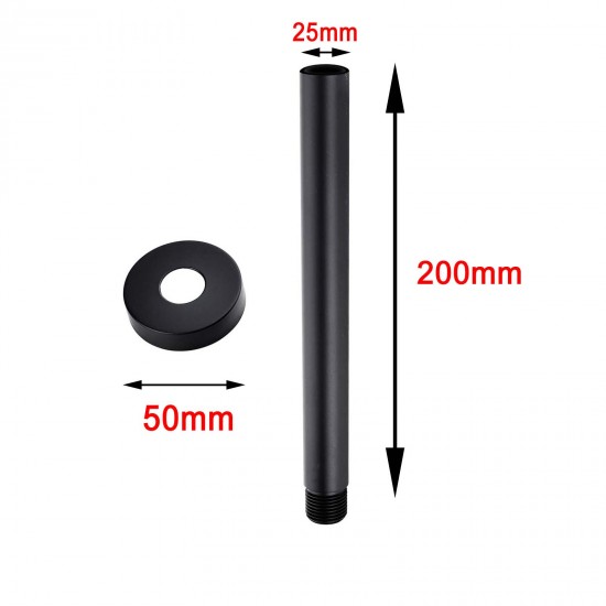 200mm Round Nero Black Ceiling Shower Arm