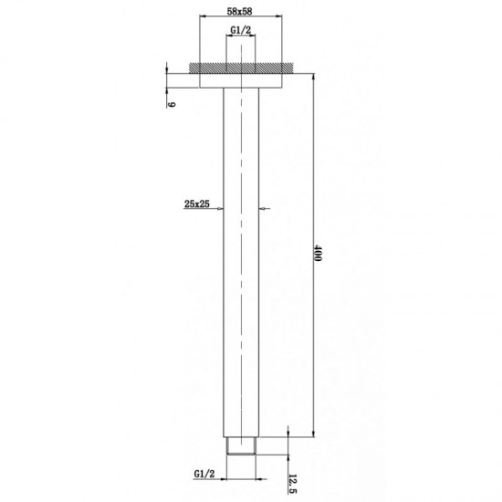 Square 225mm ABS Matte Black Shower Head with Ceiling Mounted Shower Arm