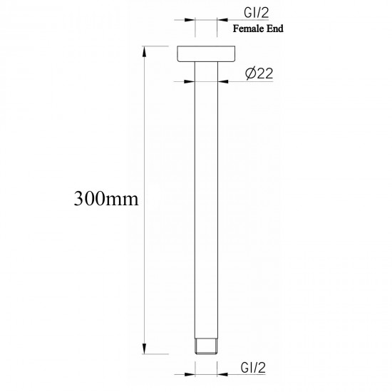 Round 230mm ABS Matte Black Shower Head with Ceiling Mounted Shower Arm