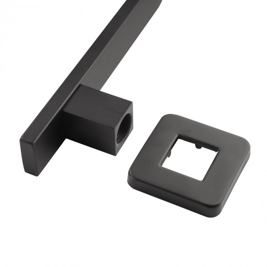 Square Nero Black Gooseneck Wall Shower Arm