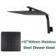 Square Matte Black Rainfall Shower Head with Wall Mounted Shower Arm