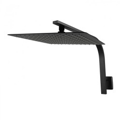 Square Matte Black Shower Head with Wall Mounted Gooseneck Shower Arm Square Matte Black Shower Head with Wall Mounted Gooseneck Shower Arm