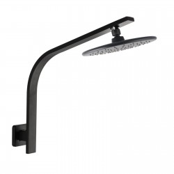 Round 230mm ABS Matte Black Shower Head with Wall Mounted Shower Arm Round 230mm ABS Matte Black Shower Head with Wall Mounted Shower Arm