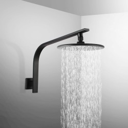 Round 230mm ABS Matte Black Shower Head with Wall Mounted Shower Arm Round 230mm ABS Matte Black Shower Head with Wall Mounted Shower Arm