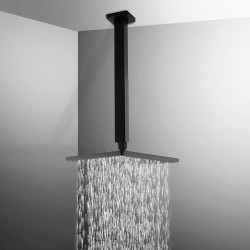 Square 225mm ABS Matte Black Shower Head with Ceiling Mounted Shower Arm Square 225mm ABS Matte Black Shower Head with Ceiling Mounted Shower Arm