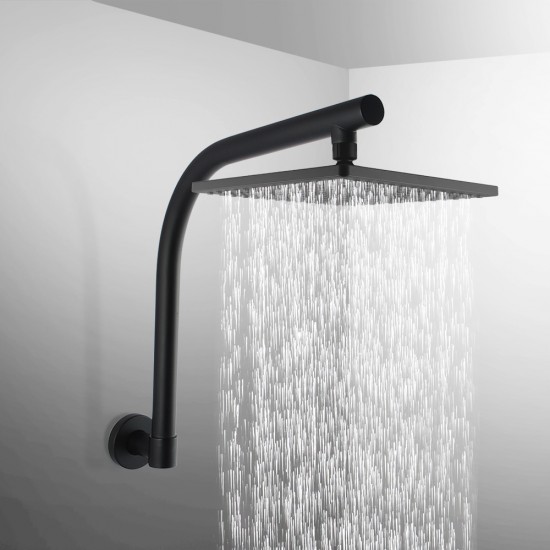 9” Square Black ABS Rainfall Shower Head Swivel Shower Arm Set