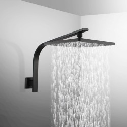9” Square Black ABS Rainfall Shower Head Wall Gooseneck Arm Set 9” Square Black ABS Rainfall Shower Head Wall Gooseneck Arm Set