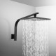 9” Square Black ABS Rainfall Shower Head Wall Gooseneck Arm Set