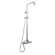 8 inch Round Chrome Twin Shower Set With Sliding Rail Diverter Mixer Tap Bottom Water Inlet