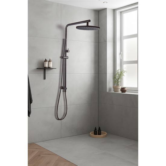 10 inch 250mm Round Gunmetal Grey Twin Shower Station Top Water Inlet 10 inch 250mm Round Gunmetal Grey Twin Shower Station Top Water Inlet