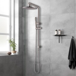 10 inch 250mm Round Brushed Nickel Twin Shower Station Top Water Inlet 10 inch 250mm Round Brushed Nickel Twin Shower Station Top Water Inlet