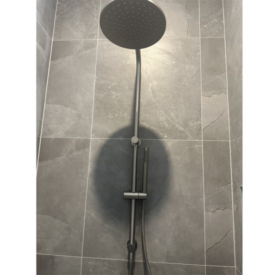 10 inch 250mm Round Brushed Nickel Twin Shower Station Top Water Inlet